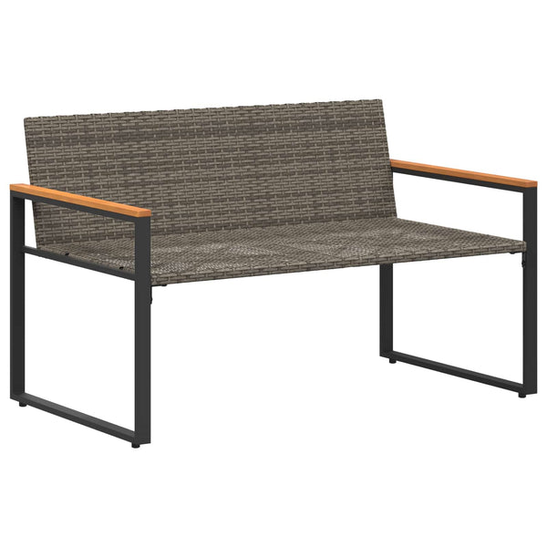 Rattan Gartenbank mit Kissen Grau 115 cm