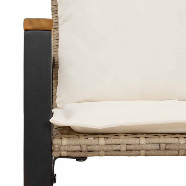Rattan Gartenbank mit Kissen, Beige/Cremeweiß