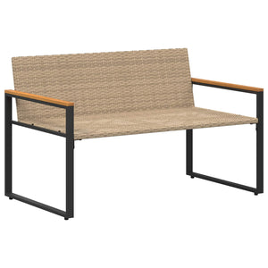 Rattan Gartenbank mit Kissen, Beige/Cremeweiß
