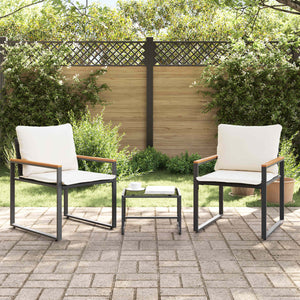 Rattan Möbelset 3-teilig mit Kissen, Schwarz/Creme
