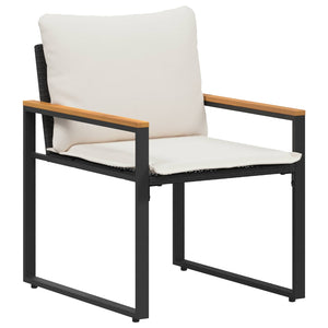 Rattan Möbelset 3-teilig mit Kissen, Schwarz/Creme