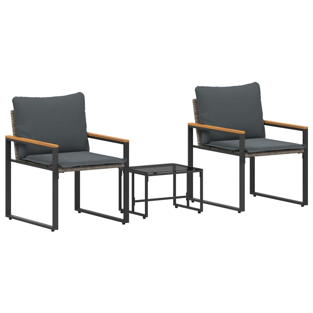 vidaXL Ensembles de meubles avec coussins 3 pcs Gris et gris foncé Résine tressée