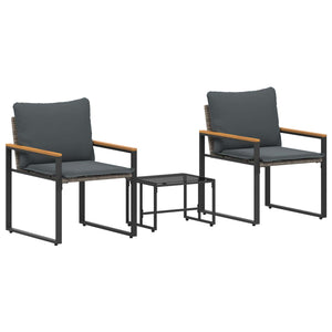 Rattan Gartenmöbel Set mit Kissen, 3-teilig