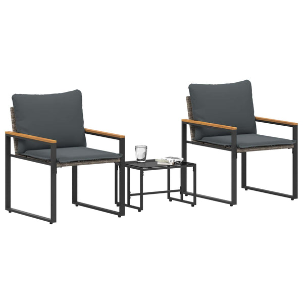 Rattan Gartenmöbel Set mit Kissen, 3-teilig