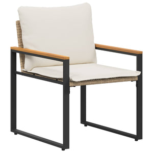 Rattan Möbelset mit Kissen, 3-teilig Beige/Cremeweiß