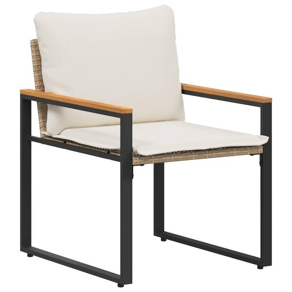 Rattan Möbelset mit Kissen, 3-teilig Beige/Cremeweiß