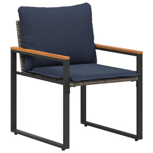Rattan Möbelset Grau Marineblau 3-teilig