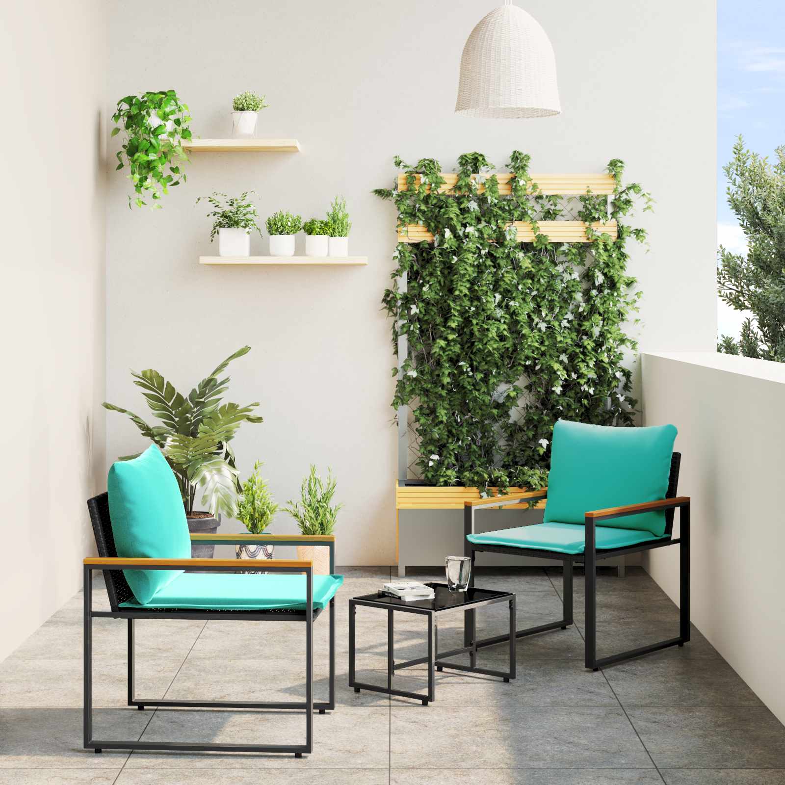 Rattan Möbelset 3-teilig mit Kissen