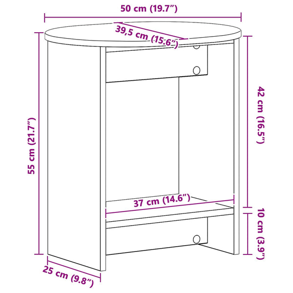 Beistelltisch Sonoma Grau 50x40 cm