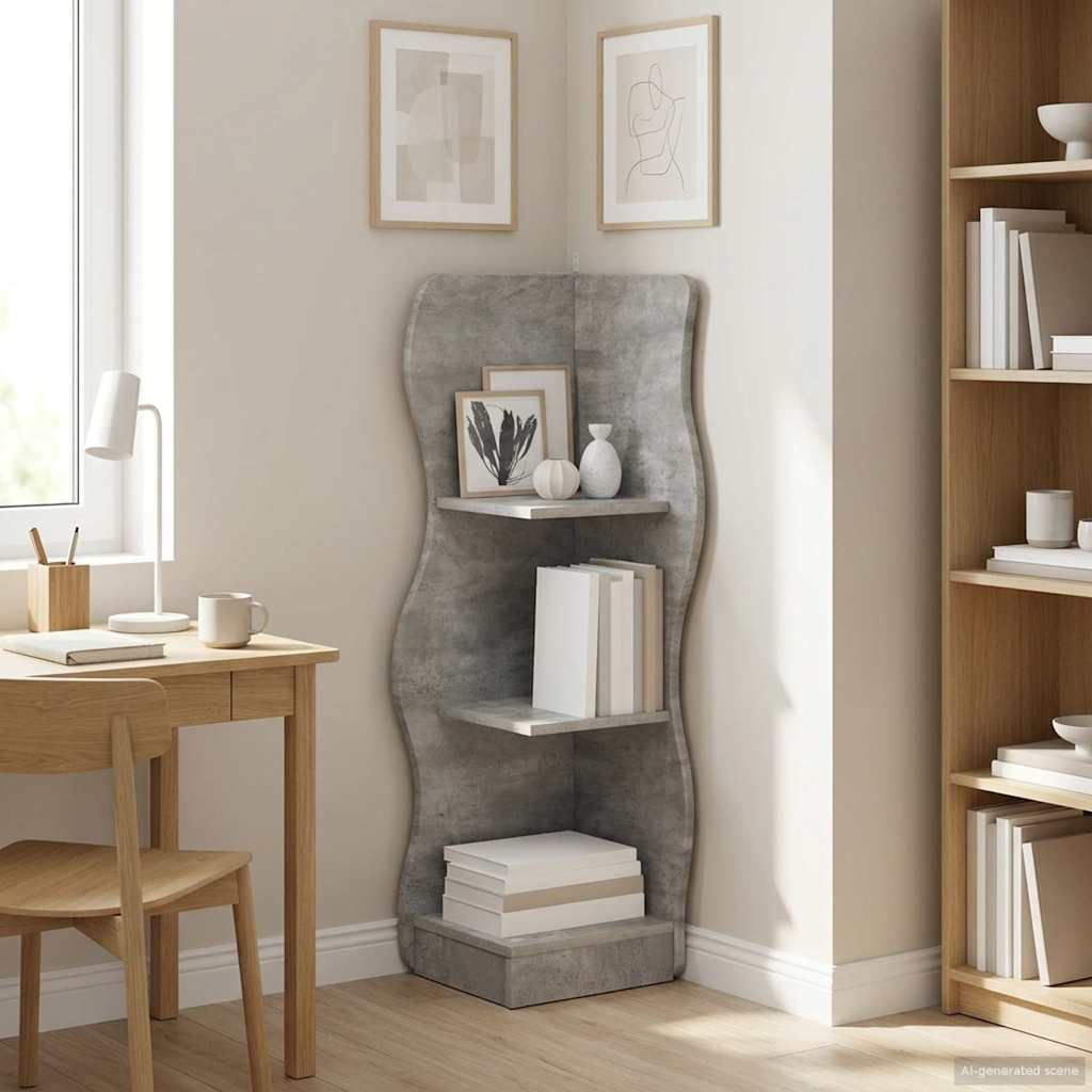 Eckregal Betongrau 102 cm