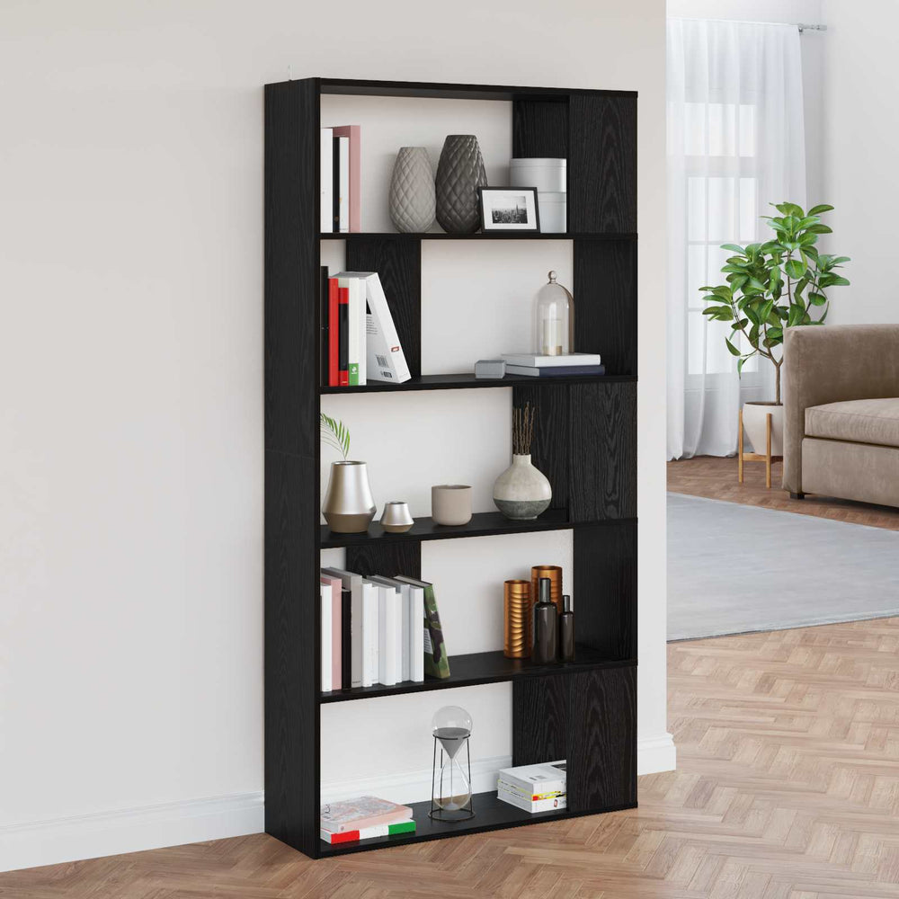 Schwarzes Bücherregal Eichen-Optik