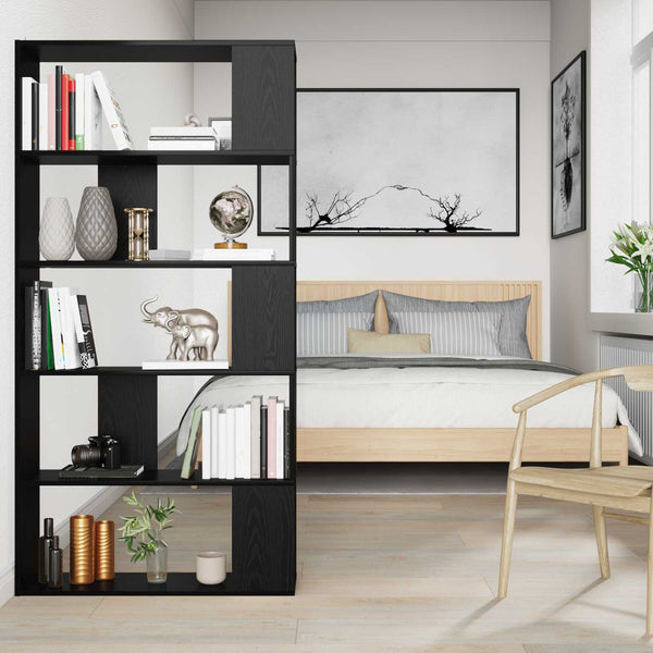 Schwarzes Bücherregal Eichen-Optik