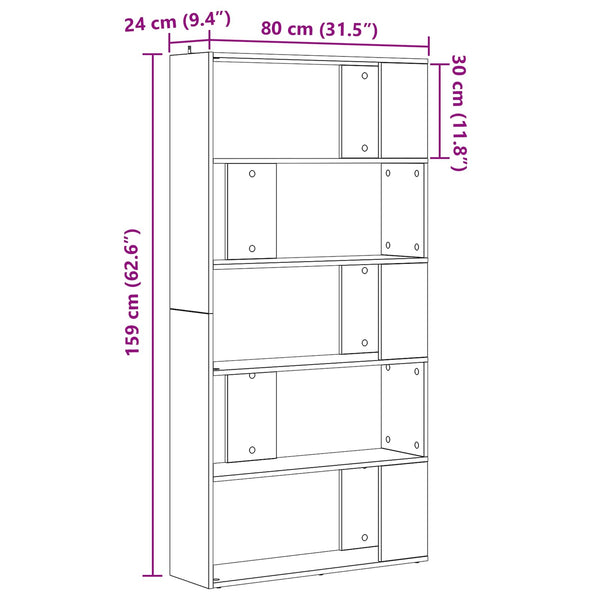 Schwarzes Bücherregal Eichen-Optik