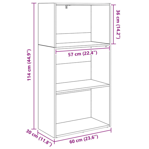 Bücherregal Schwarz Eiche 60x114 cm