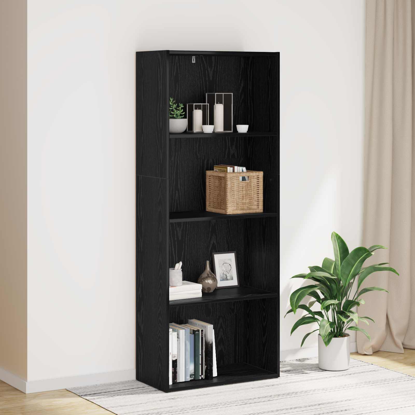 Freistehendes Bücherregal, Schwarz Eiche, 60x30x151,5 cm
