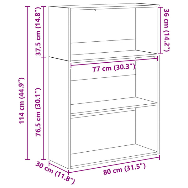 Bücherregal Schwarz Eichen-Optik