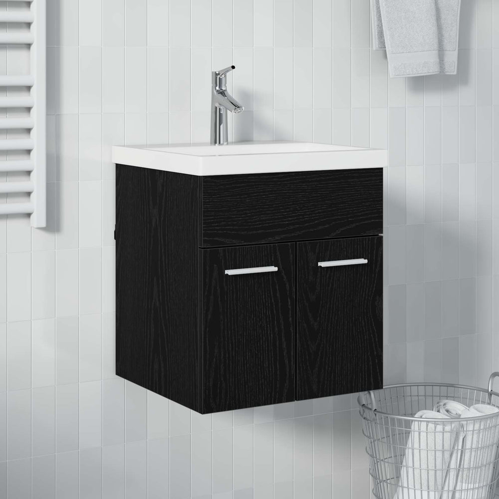 Waschbeckenunterschrank Schwarz Eichen-Optik 41cm