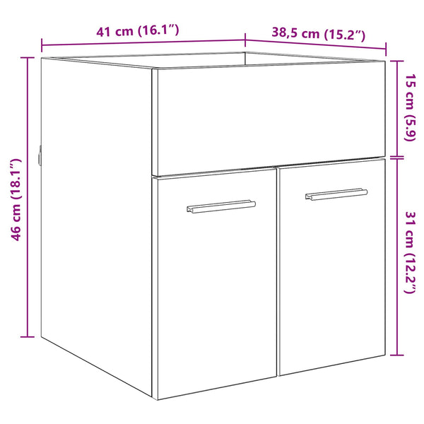 Waschbeckenunterschrank Schwarz Eichen-Optik 41cm