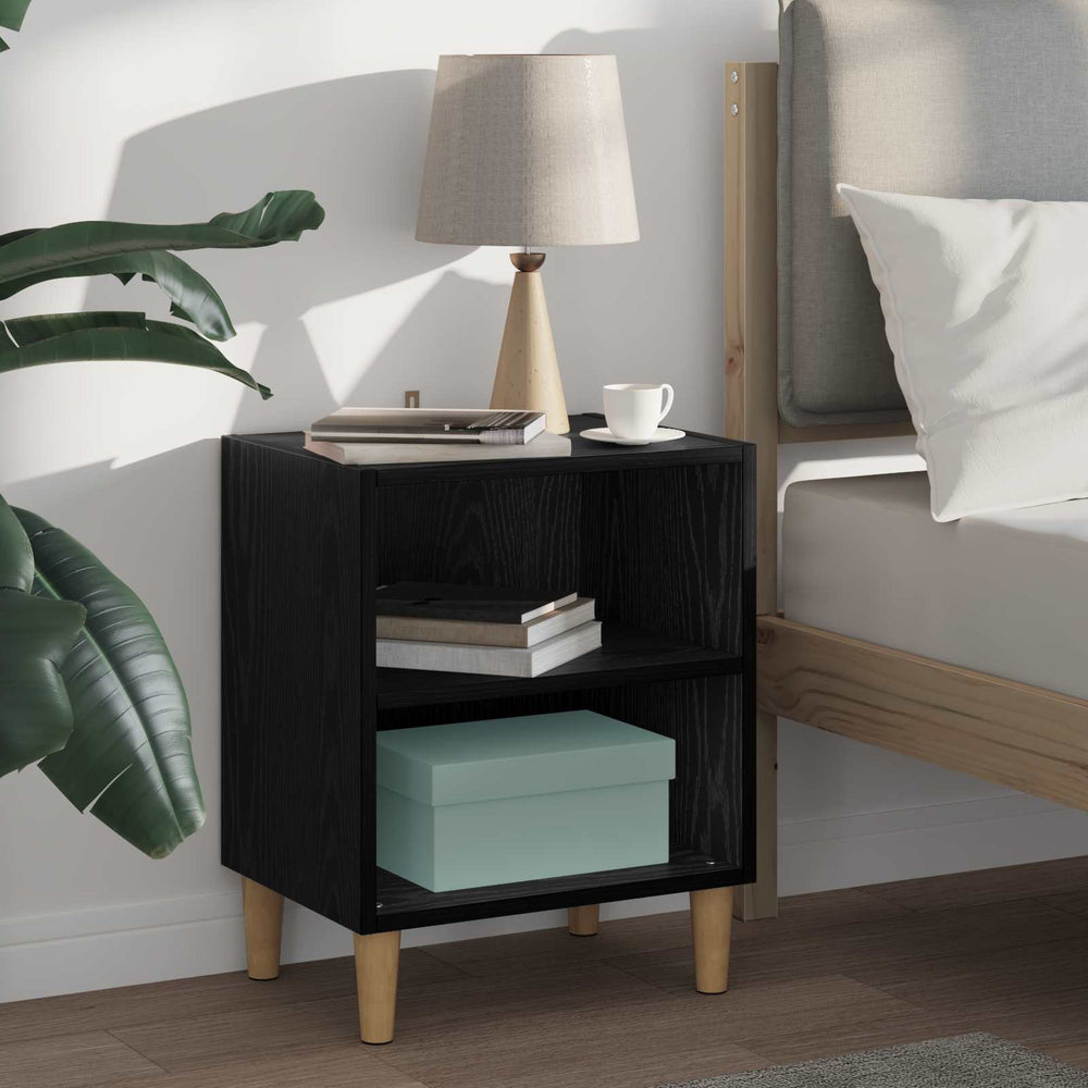 vidaXL Bedside Cabinet Black Oak Look 40 x 30 x 50 cm Engineered Wood