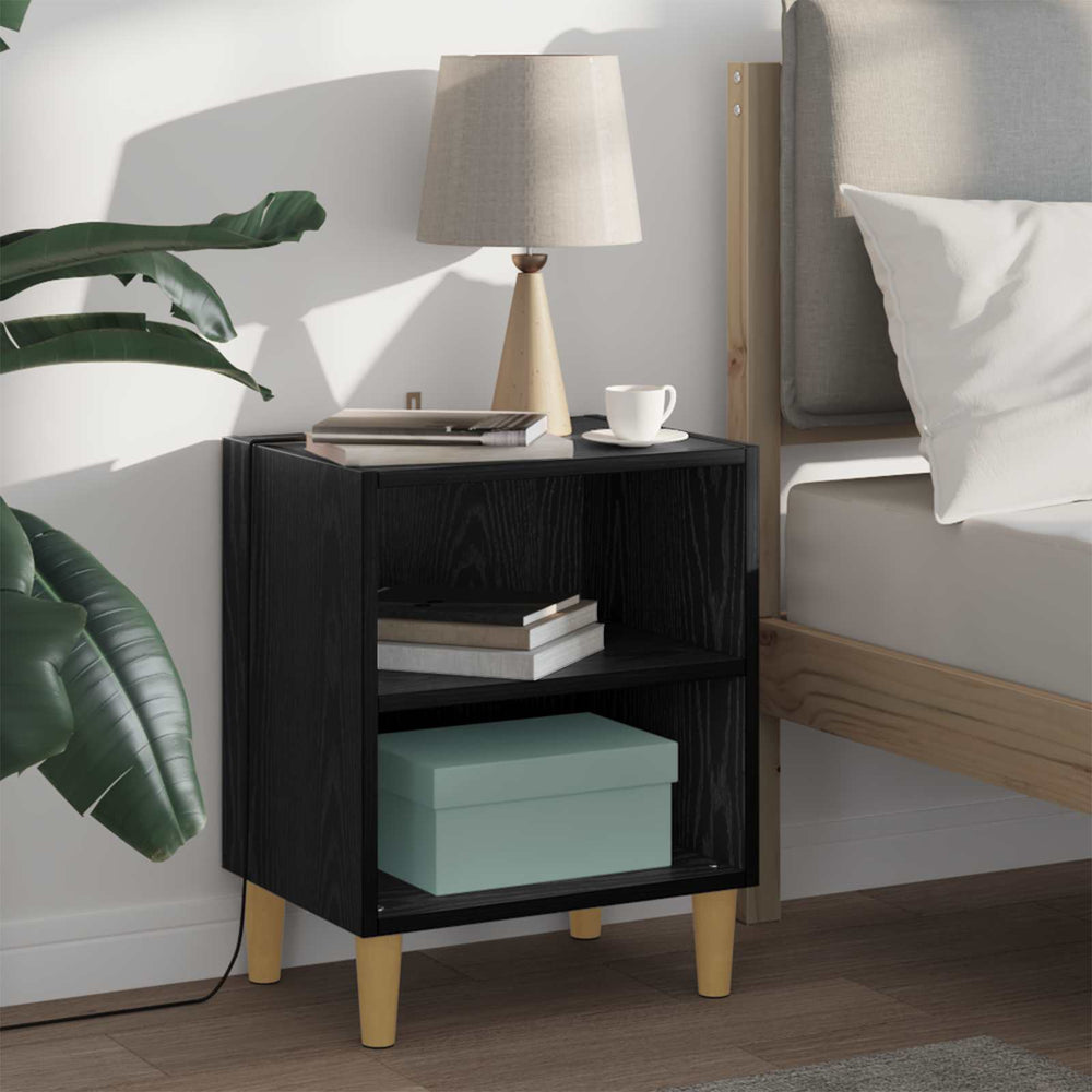 vidaXL Bedside Cabinet 2 pcs Black Oak Look 40 x 30 x 50 cm
