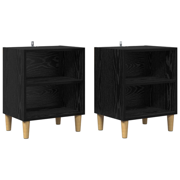 Bettschrank 2er Set, Schwarz Eichenoptik