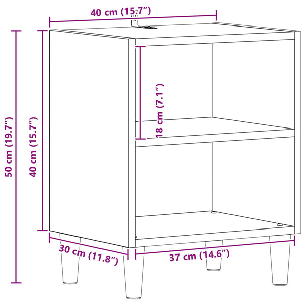 Bettschrank 2er Set, Schwarz Eichenoptik