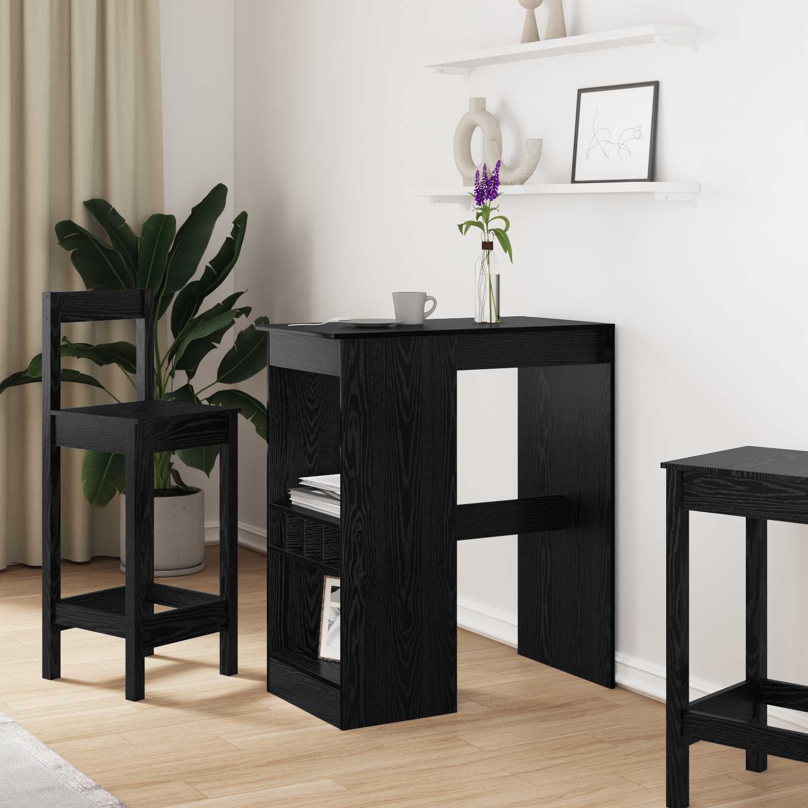 Bartisch mit Regal, Schwarz Eiche