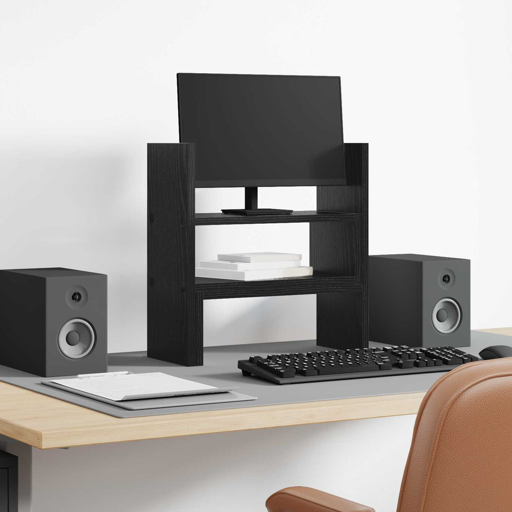 vidaXL Support de moniteur avec rangement Aspect chêne noir