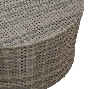 Grauer Outdoor Couchtisch Poly-Rattan Ø 68cm