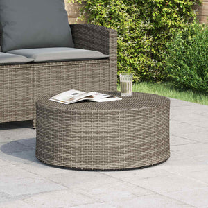 Grauer Outdoor Couchtisch Poly-Rattan Ø 68cm