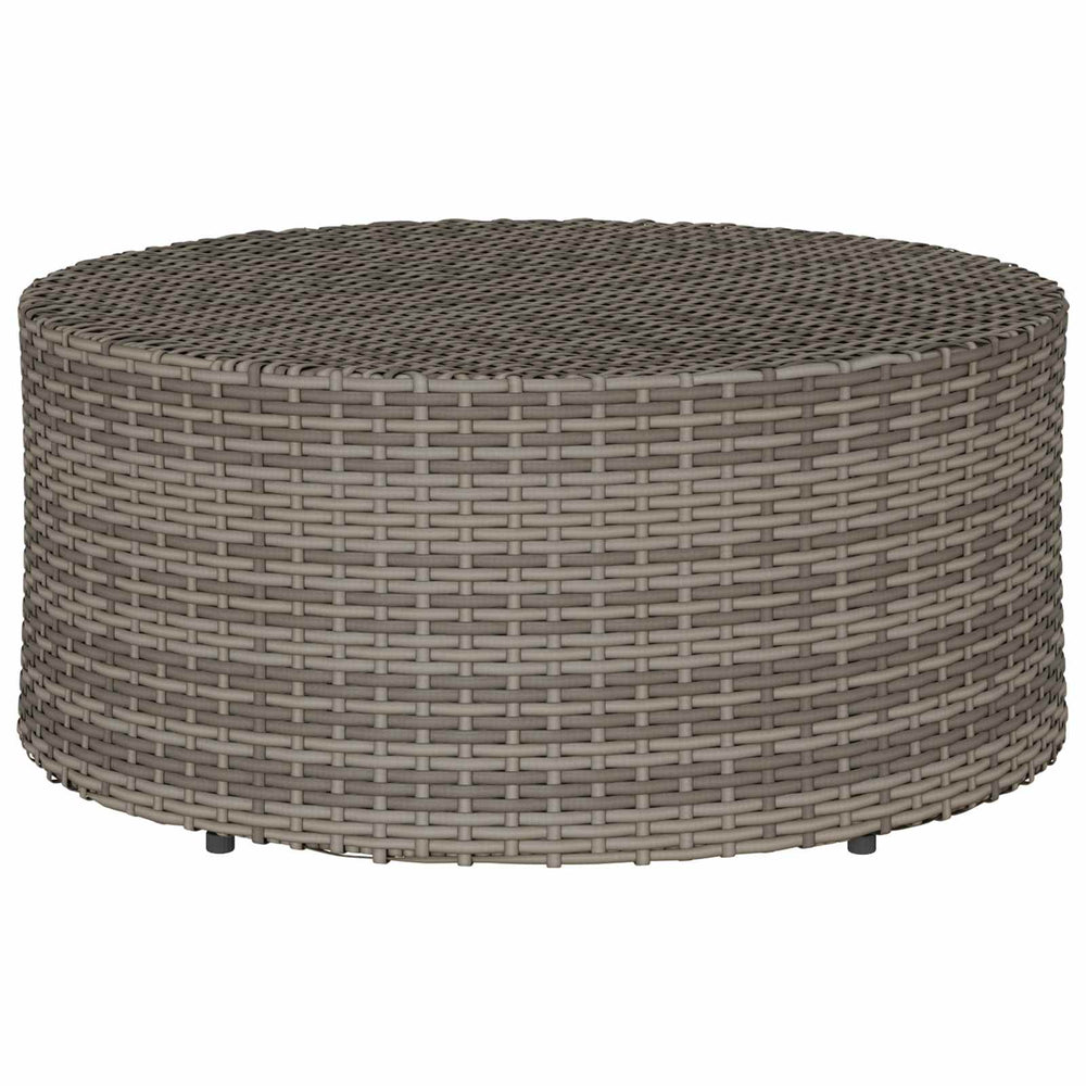 Grauer Outdoor Couchtisch Poly-Rattan Ø 68cm