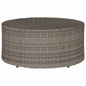 Grauer Outdoor Couchtisch Poly-Rattan Ø 68cm