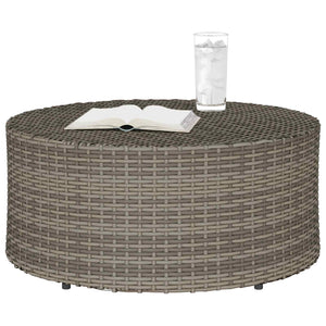 Grauer Outdoor Couchtisch Poly-Rattan Ø 68cm