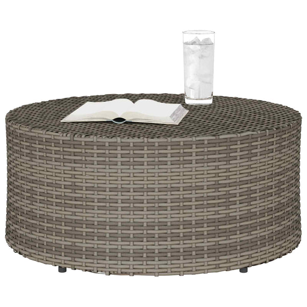 Grauer Outdoor Couchtisch Poly-Rattan Ø 68cm