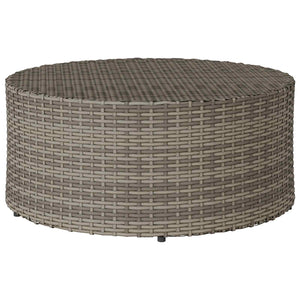 Grauer Outdoor Couchtisch Poly-Rattan Ø 68cm