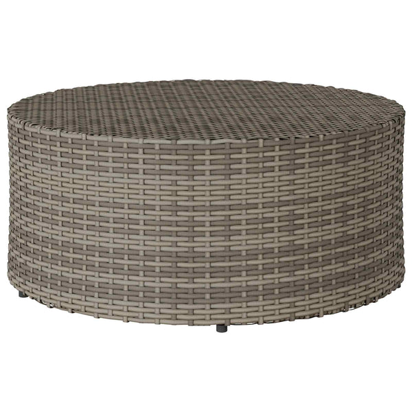 Grauer Outdoor Couchtisch Poly-Rattan Ø 68cm