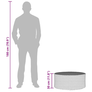 Grauer Outdoor Couchtisch Poly-Rattan Ø 68cm