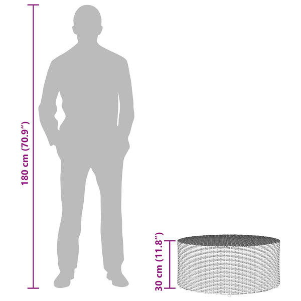 Grauer Outdoor Couchtisch Poly-Rattan Ø 68cm