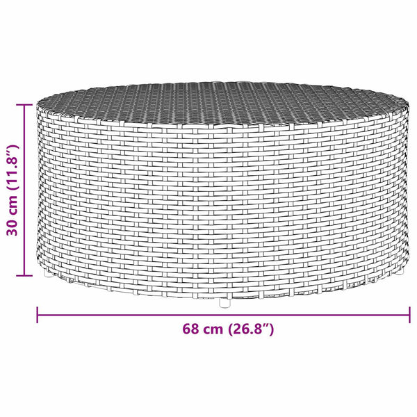 Grauer Outdoor Couchtisch Poly-Rattan Ø 68cm