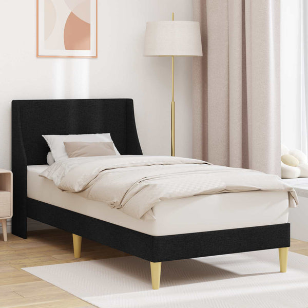 Bettrahmen Schwarz Stoff 90x200 cm mit Kopfteil