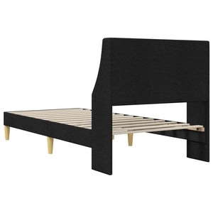 Bettrahmen Schwarz Stoff 90x200 cm mit Kopfteil