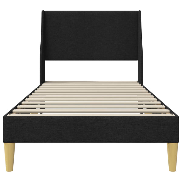 Bettrahmen Schwarz Stoff 90x200 cm mit Kopfteil