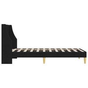 Bettrahmen Schwarz Stoff 90x200 cm mit Kopfteil
