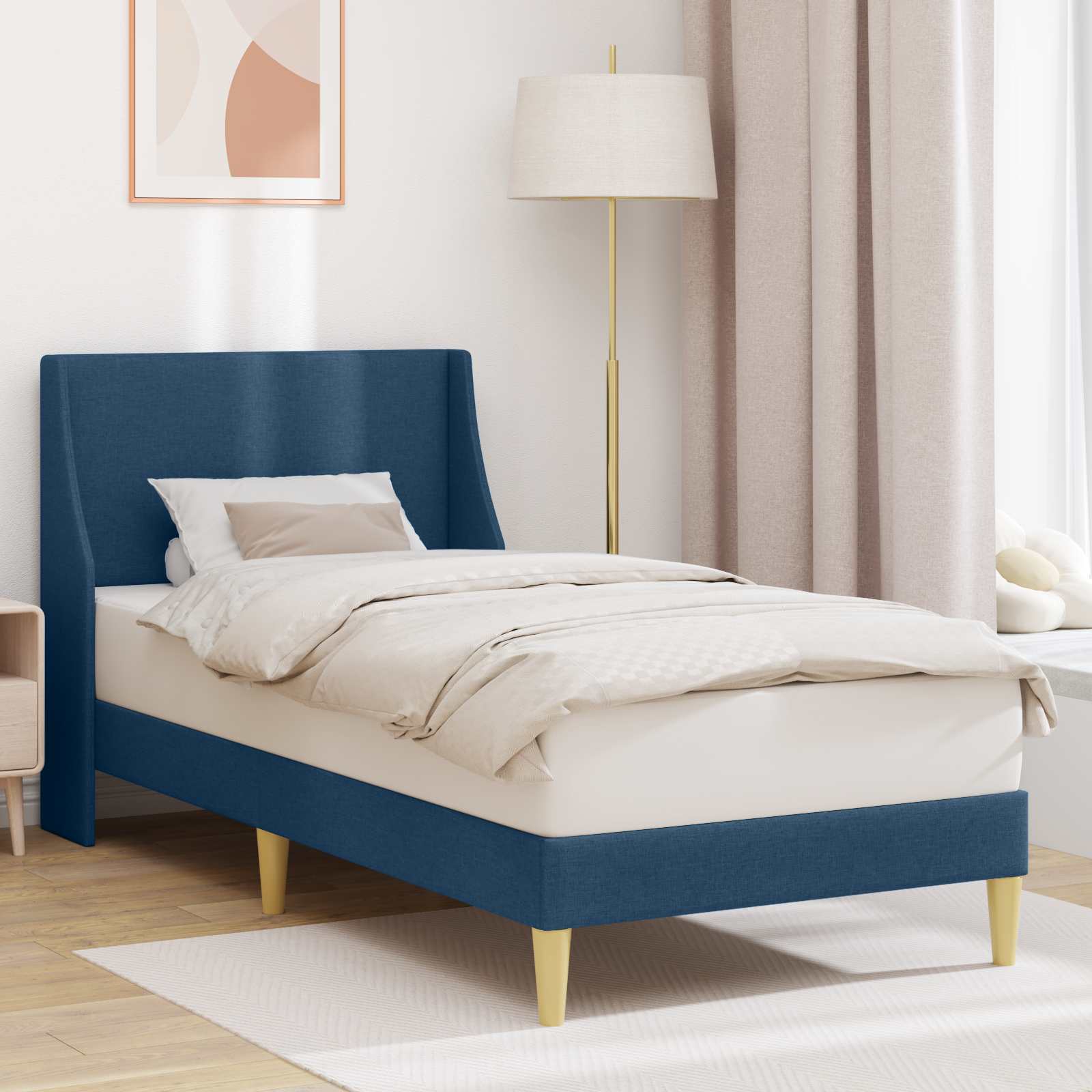 Bettrahmen Blau 100x200 cm mit Kopfteil