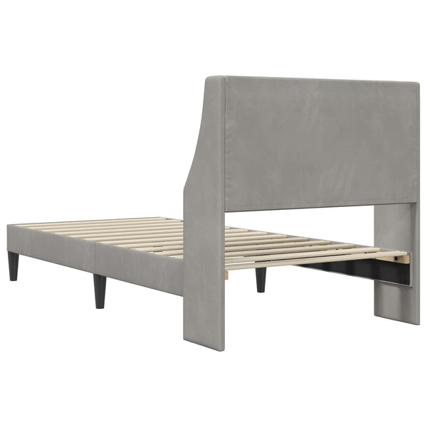 vidaXL Cadre de lit avec tête de lit Gris clair 90 x 190 cm Velours