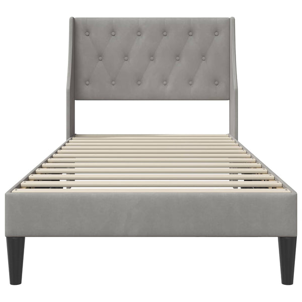 vidaXL Cadre de lit avec tête de lit Gris clair 90 x 190 cm Velours