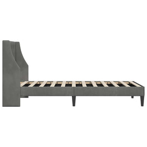 Dunkelgraues Samt-Bettgestell mit Kopfteil 90x190 cm