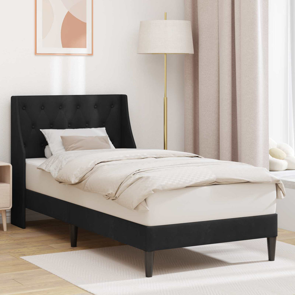 Schwarzes Samt Bettgestell 90x200 cm