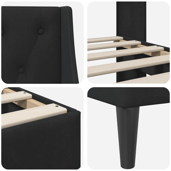 Schwarzes Samt Bettgestell 120x190 cm