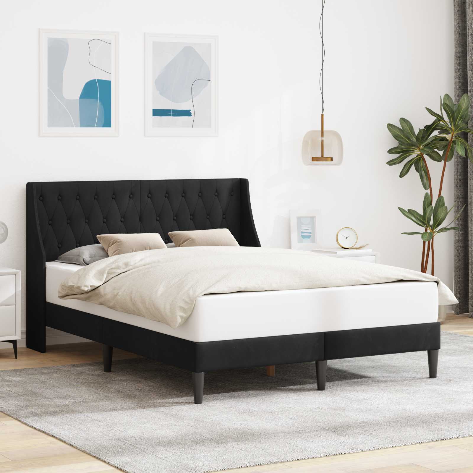 Schwarzes Samt Bettgestell 120x190 cm